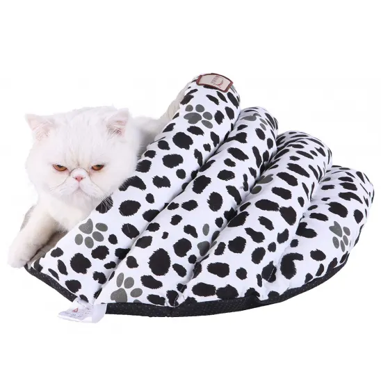 Paw print hooded cat bed