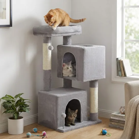 Light gray cat playground for large cats