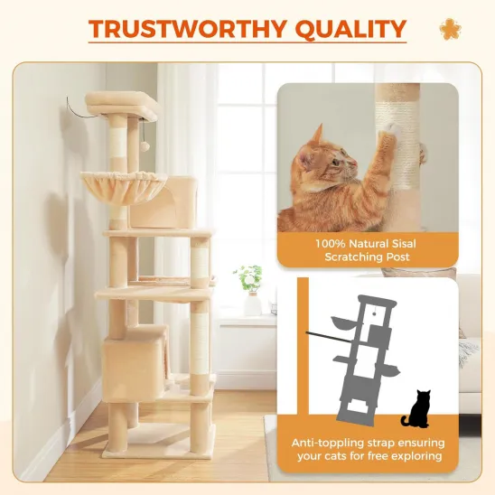 Anti-toppling strap and sisal scratching posts