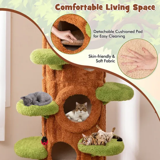 Six cat condos with soft removable cushions