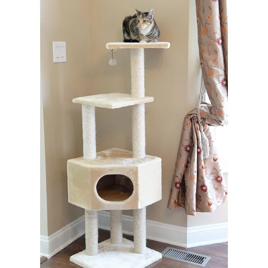 Small corner cat tree with house