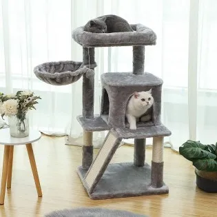 Small Cat Tree with House & Padded Bed