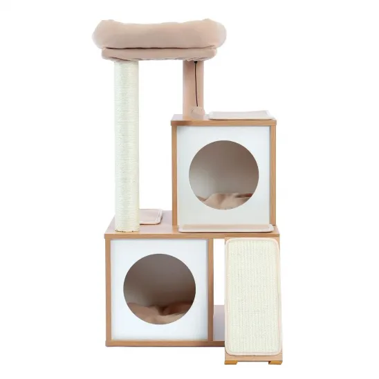 Two story cat condo for senior cats in Beige