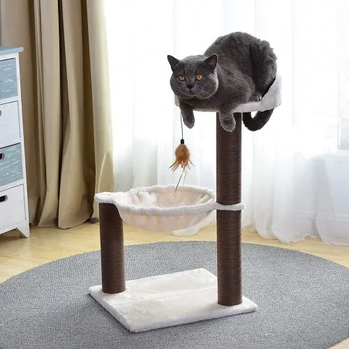 Eco-friendly Cat Perch with Hammock & Paper Rope Posts