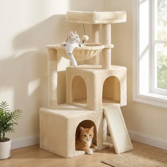 Cat furniture with hammock in Beige