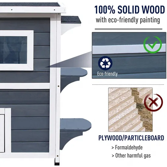 Solid wood kitty house