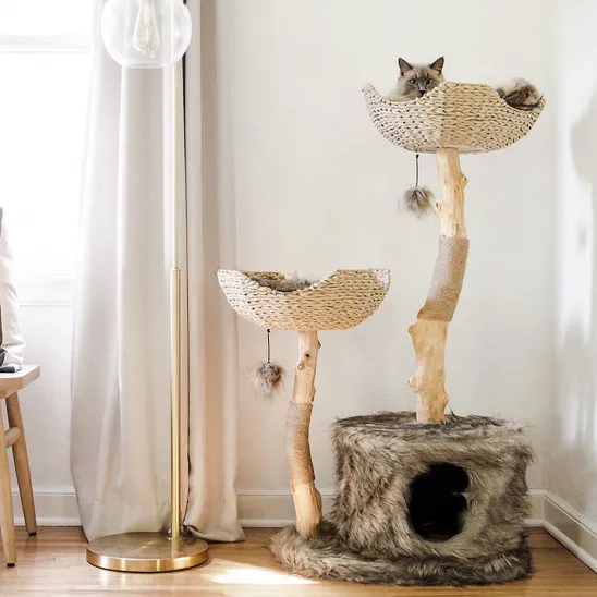 Luxury Cat Tree for Big Cats with Wooden Posts