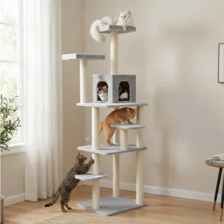 Tall & Slim Cat Scratching Tower with Sisal Posts