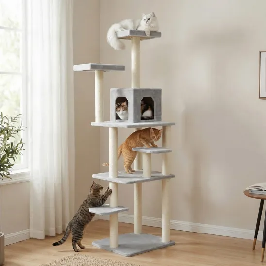 Tall & Slim Cat Scratching Tower with Sisal Posts