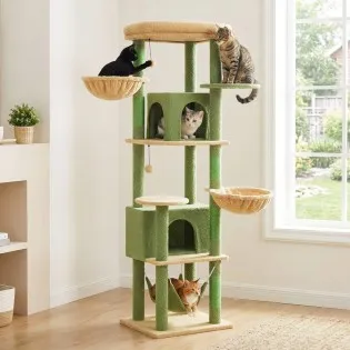 71" Cat Condo with Hammock & Two Hanging Baskets