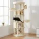 Beige cat activity center with hammock & two baskets