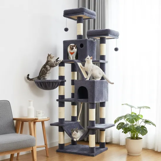 Tall cat tree with sisal scratching posts in Dark Gray