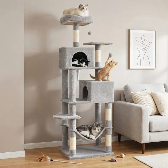 Light Gray cat tree with two condos