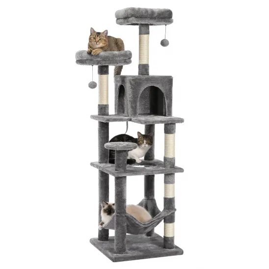 Narrow cat tree with two perches