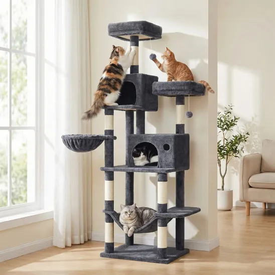 Dark gray 78 inch tall cat activity center