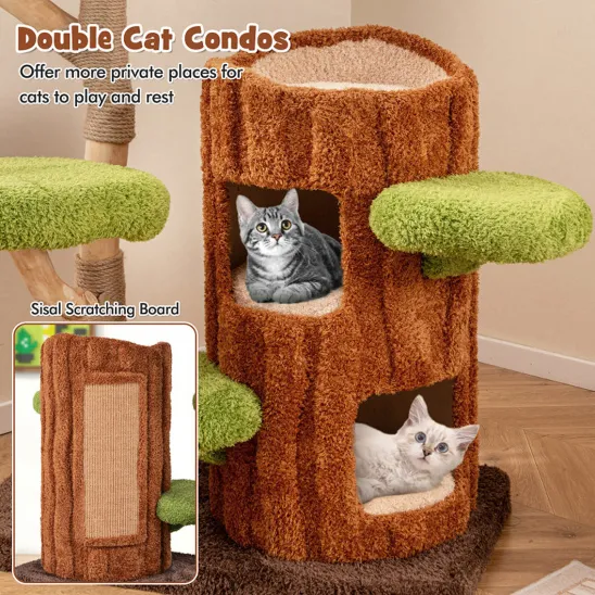 Two story cat condo with scratching board