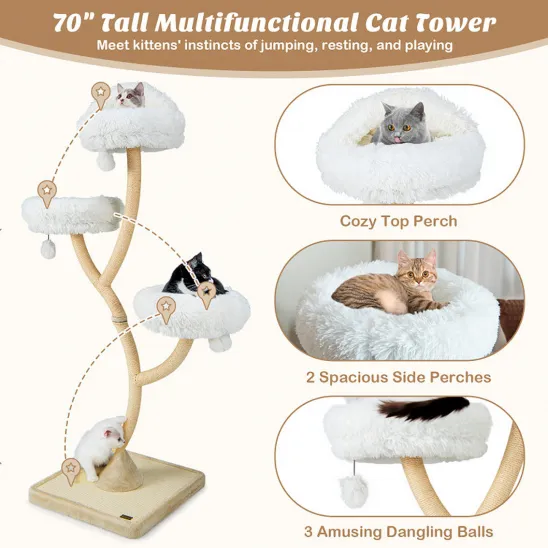 Multi-level cat climbing tower