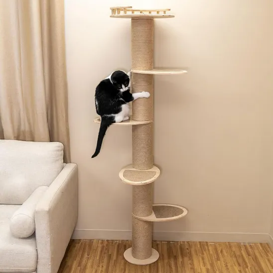 USA 6-foot Wall Cat Tree with Sisal Posts