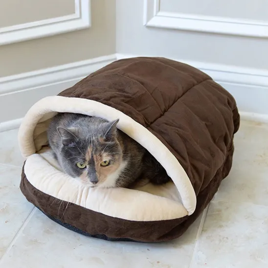 Velvet cat bed sleeper