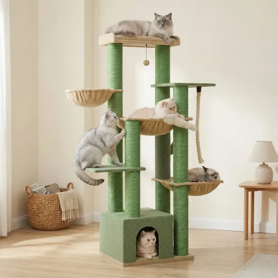 Green cat activity center for large cats