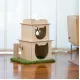 Solid Wood Two-Story Cat Condo with Feeding Station