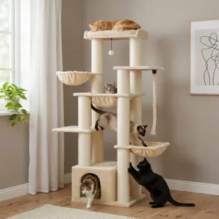 XXL Cat Tree for Large Cats with Two Hammocks